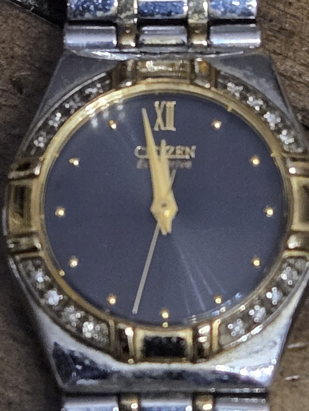 Citizen Eco Drive Two-Tone Silver and Gold Bracelet Watch with Black Dial - Picture 5 of 7